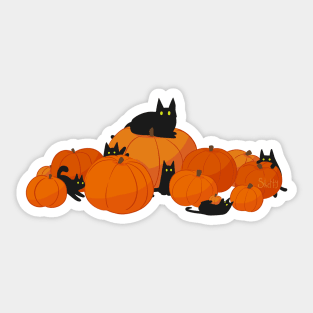 Black Cat Pumpkin Patch Sticker